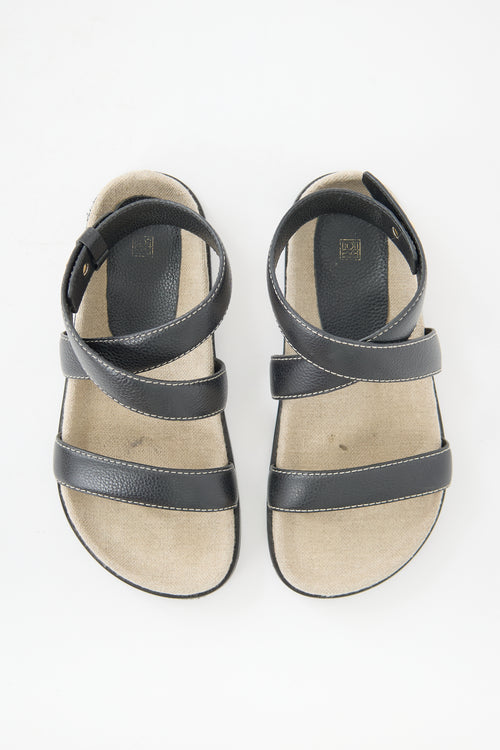Toteme Leather & Canvas Chunky Sandal