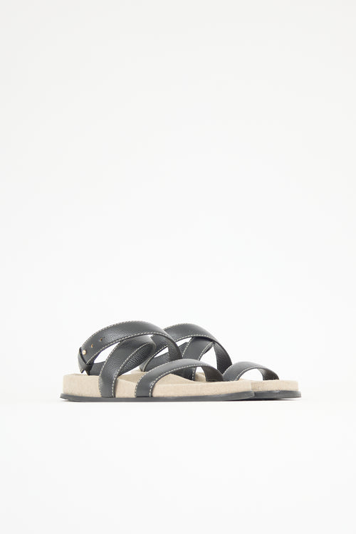 Toteme Leather & Canvas Chunky Sandal