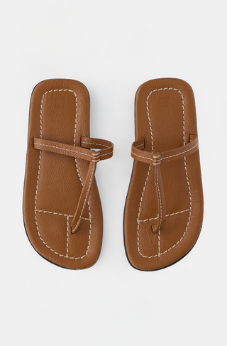 Toteme Leather Stitched T-Strap Sandal