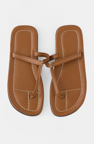 Toteme Leather Stitched Thong Sandal