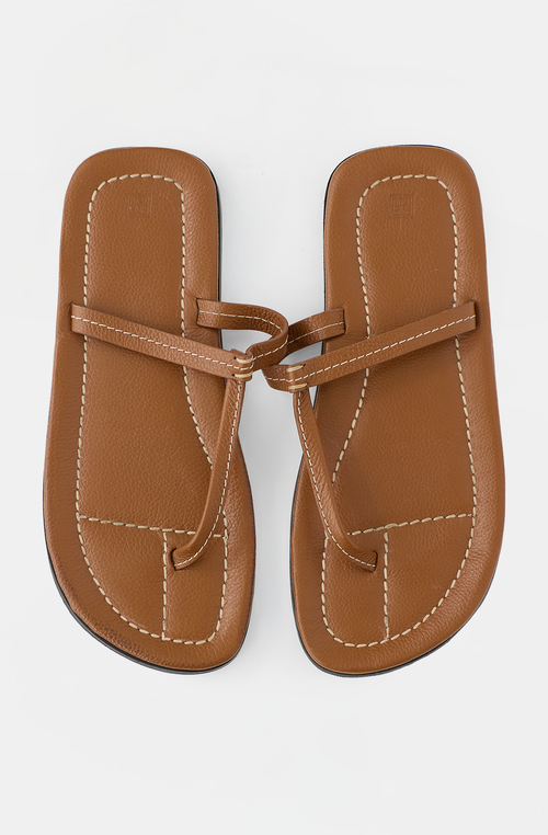 Toteme Leather Stitched Thong Sandal