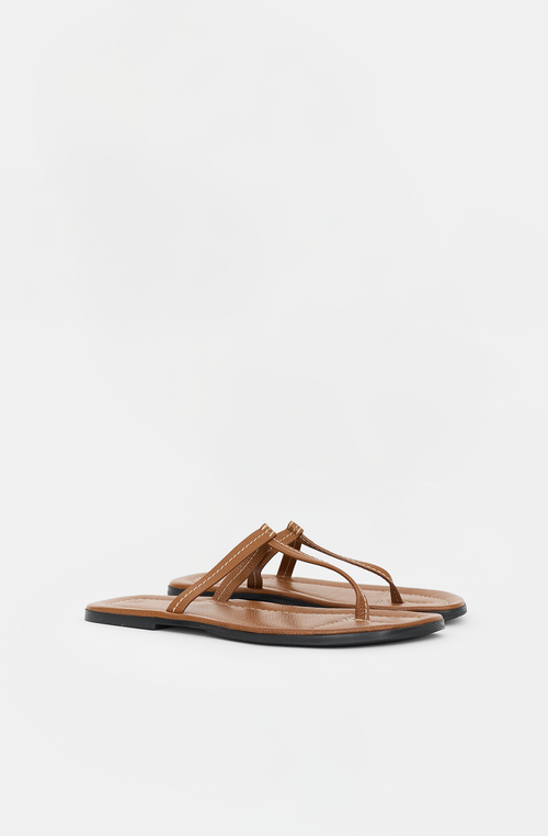 Toteme Leather Stitched Thong Sandal