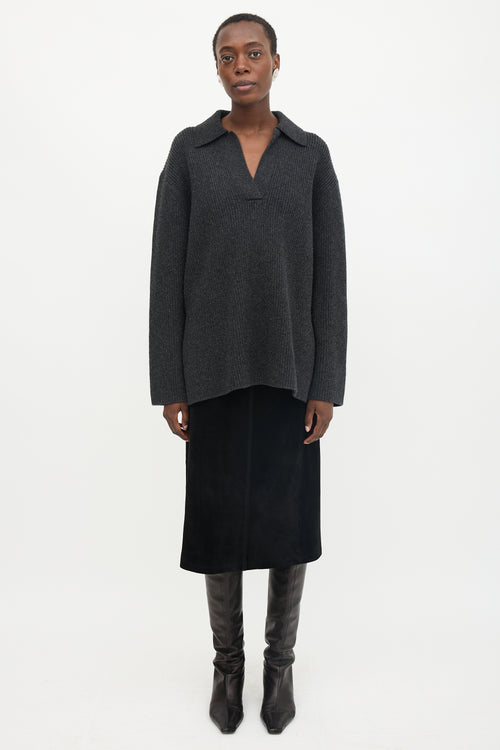 Toteme Wool Ribbed Polo Sweater