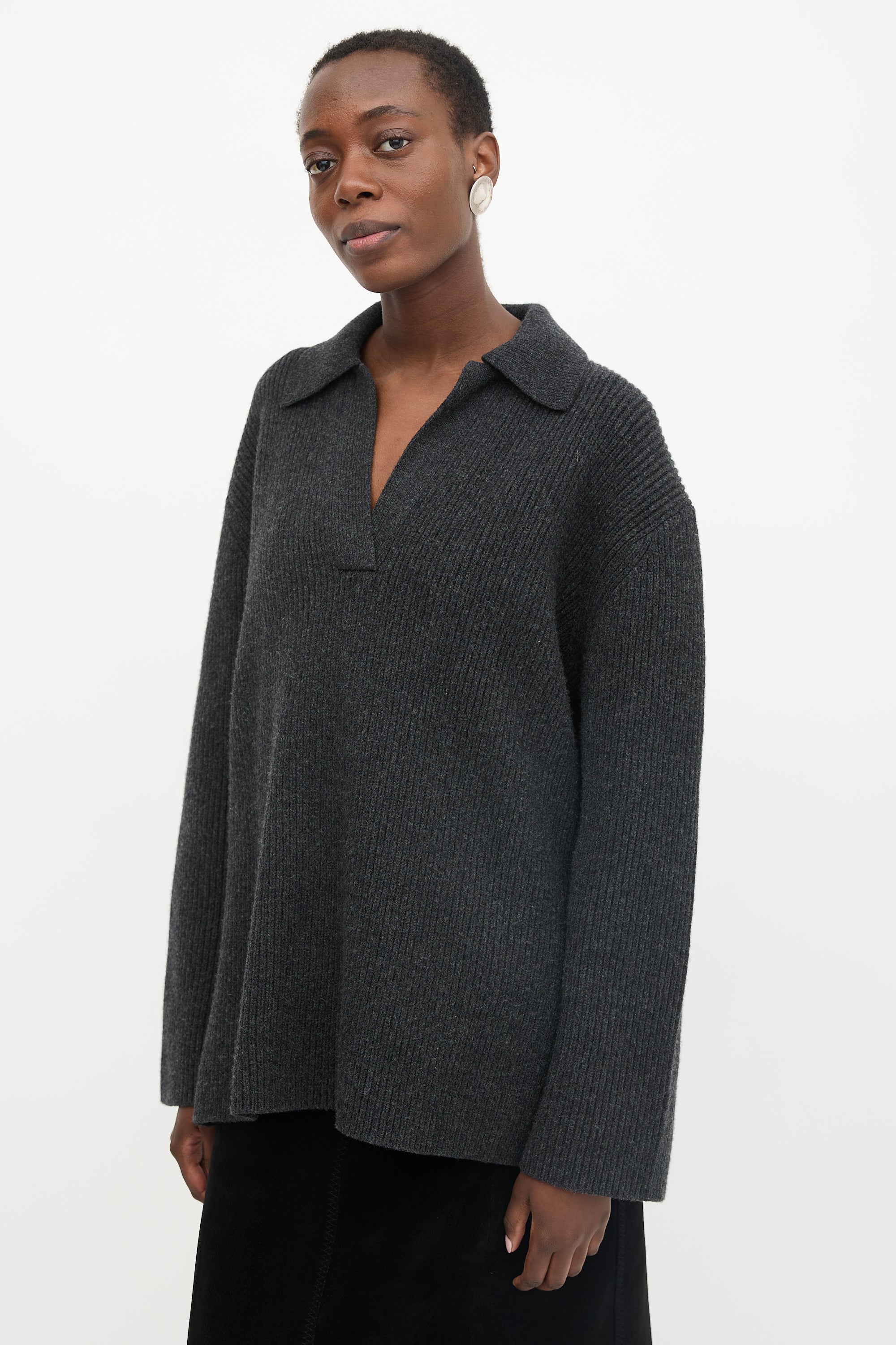 Toteme Wool Ribbed Polo Sweater