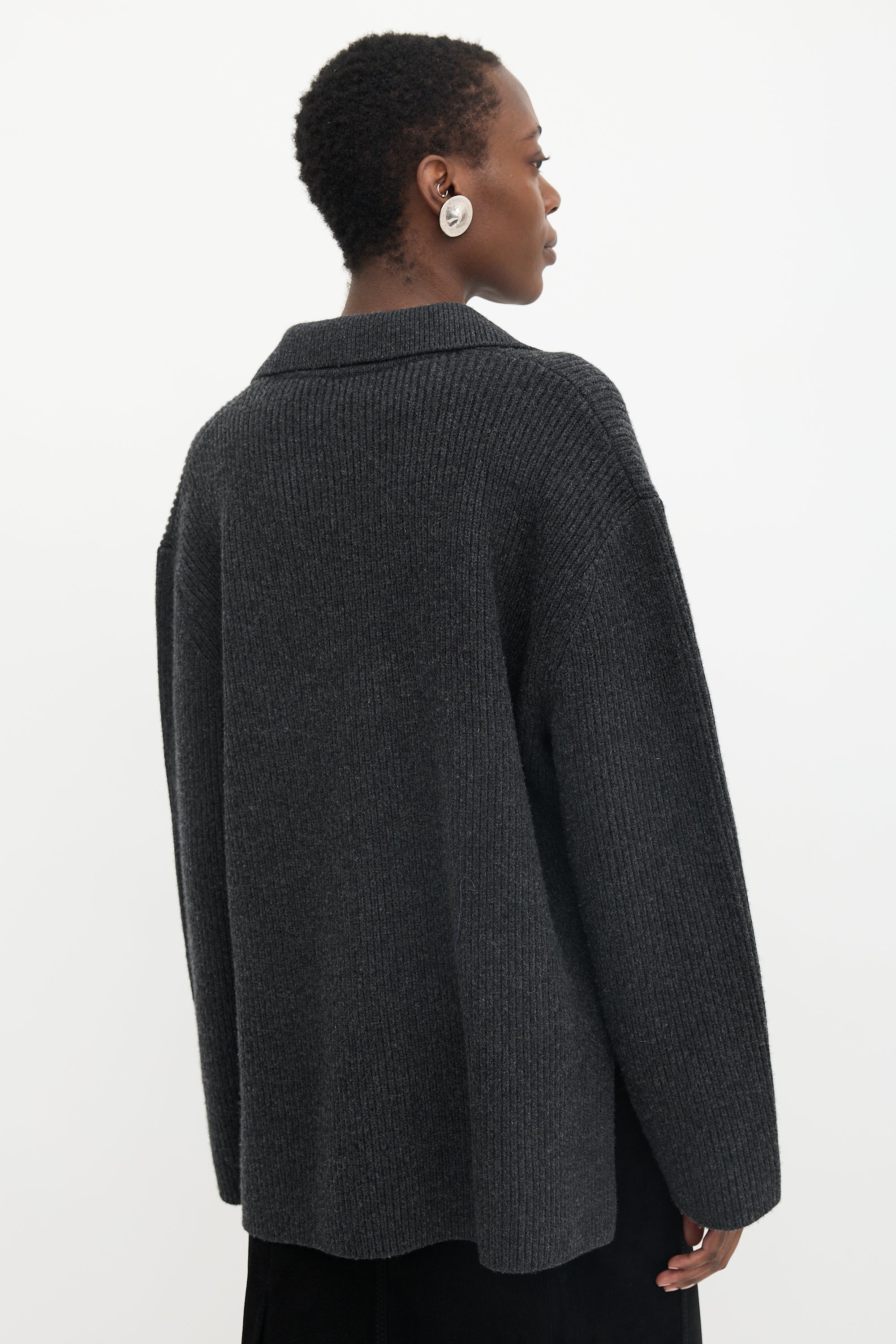 Toteme Wool Ribbed Polo Sweater