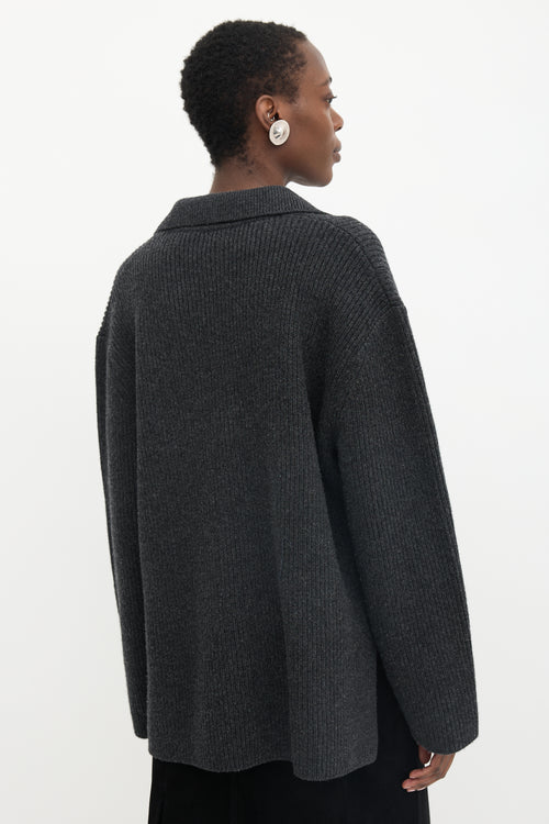 Toteme Wool Ribbed Polo Sweater