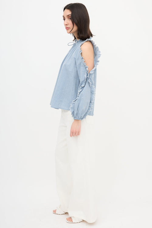 Ulla Johnson Cold Shoulder Chambray Blouse