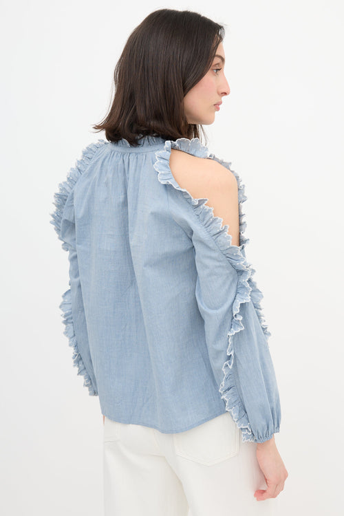 Ulla Johnson Cold Shoulder Chambray Blouse