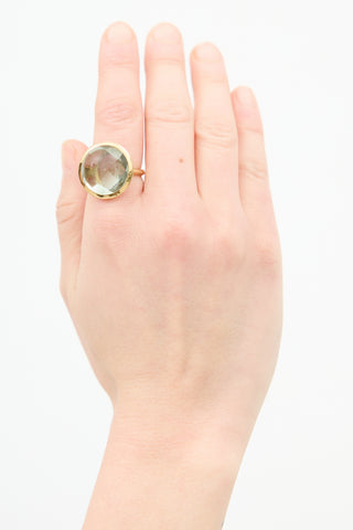 VSP Archive Gold Tone & Green Circular Ring