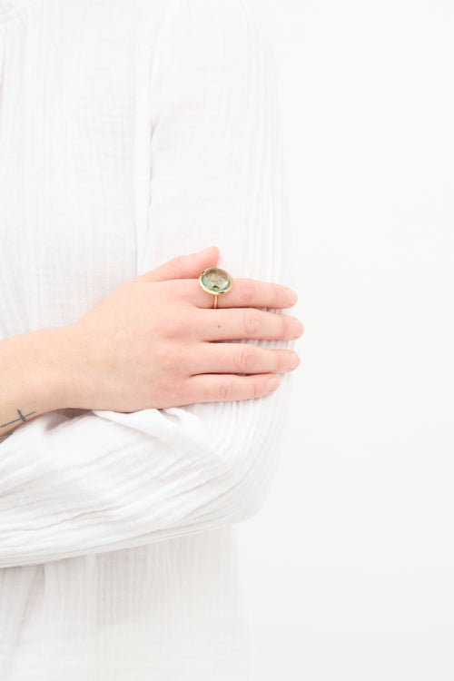 VSP Archive Gold Tone & Green Circular Ring