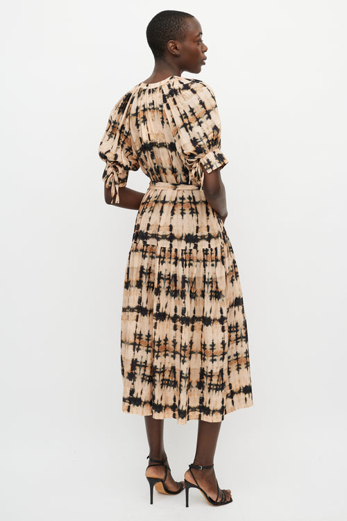Ulla Johnson Beige & Black Tie Dye Dress