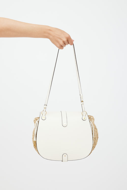 Ulla Johnson Beige & Cream Raffia Paloma Ruched Bag