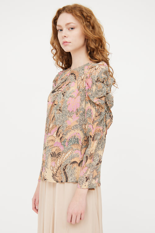 Ulla Johnson Beige & Multicolour Paisley Metallic Top