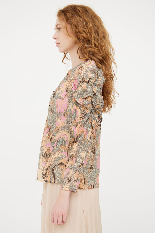 Ulla Johnson Beige & Multicolour Paisley Metallic Top
