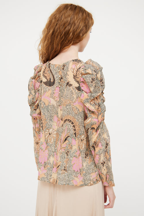 Ulla Johnson Beige & Multicolour Paisley Metallic Top