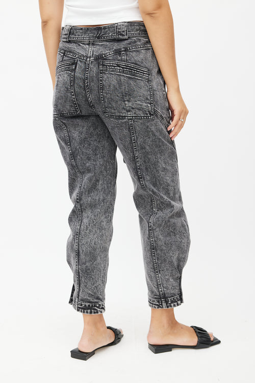 Ulla Johnson Black Stonewash Belted Denim Trouser