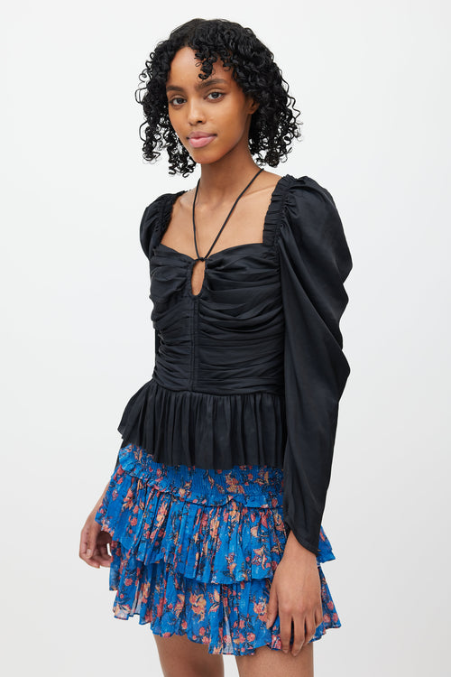 Ulla Johnson Black Ruffle & Puff Sleeve Blouse