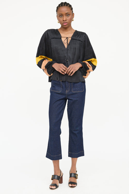 Ulla Johnson Pleated Striped Tie Top