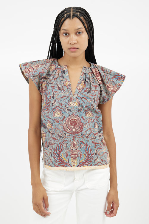 Ulla Johnson Blue & Multi Print Blouse