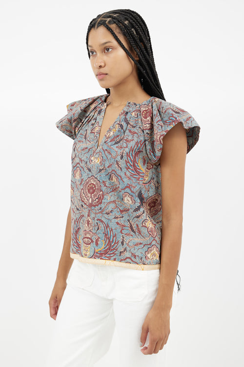Ulla Johnson Blue & Multi Print Blouse