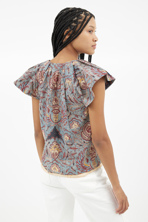 Ulla Johnson Blue & Multi Print Blouse