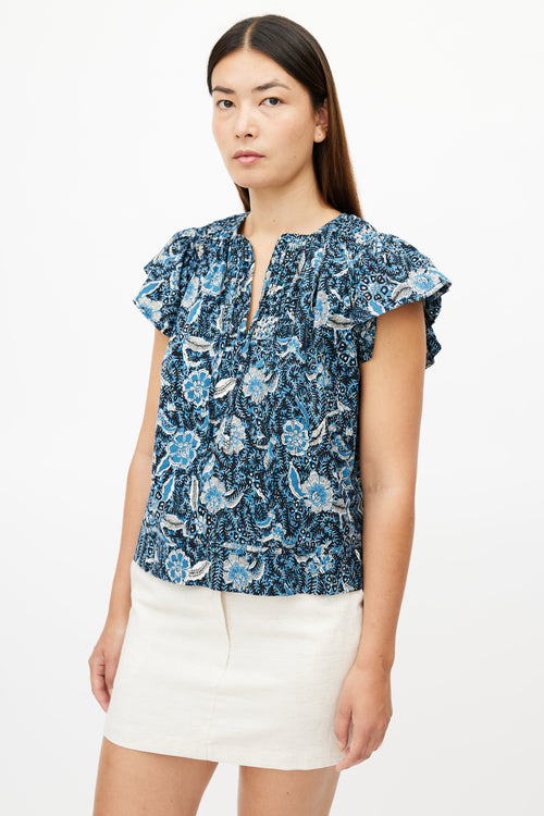 Ulla Johnson Blue & Multicolour Floral Top