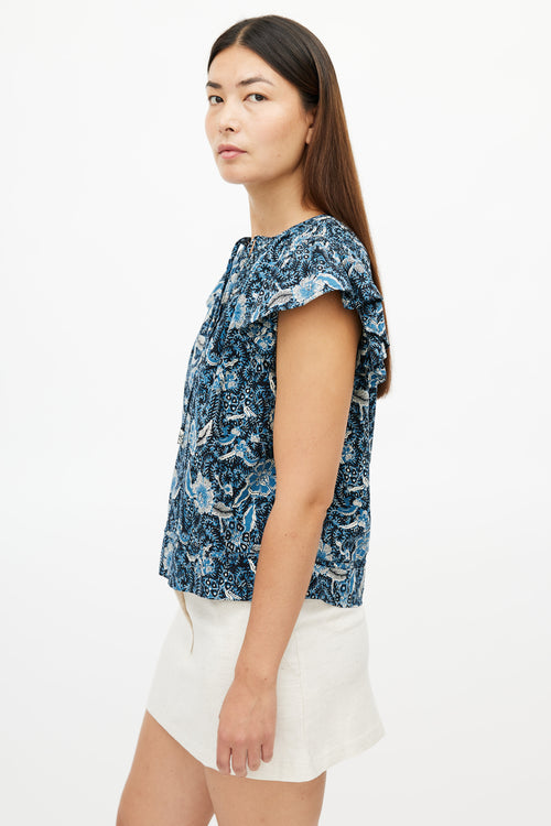 Ulla Johnson Blue & Multicolour Floral Top