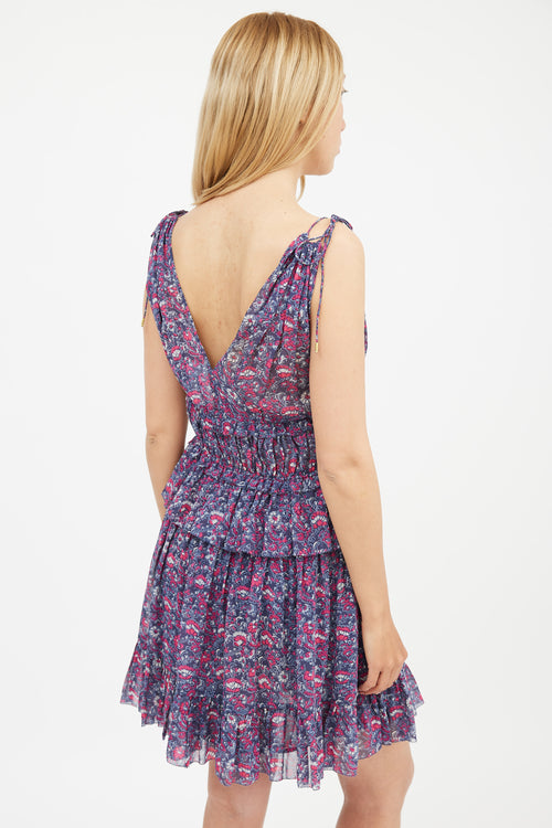 Ulla Johnson Blue & Purple Silk Noelle Floral Dress