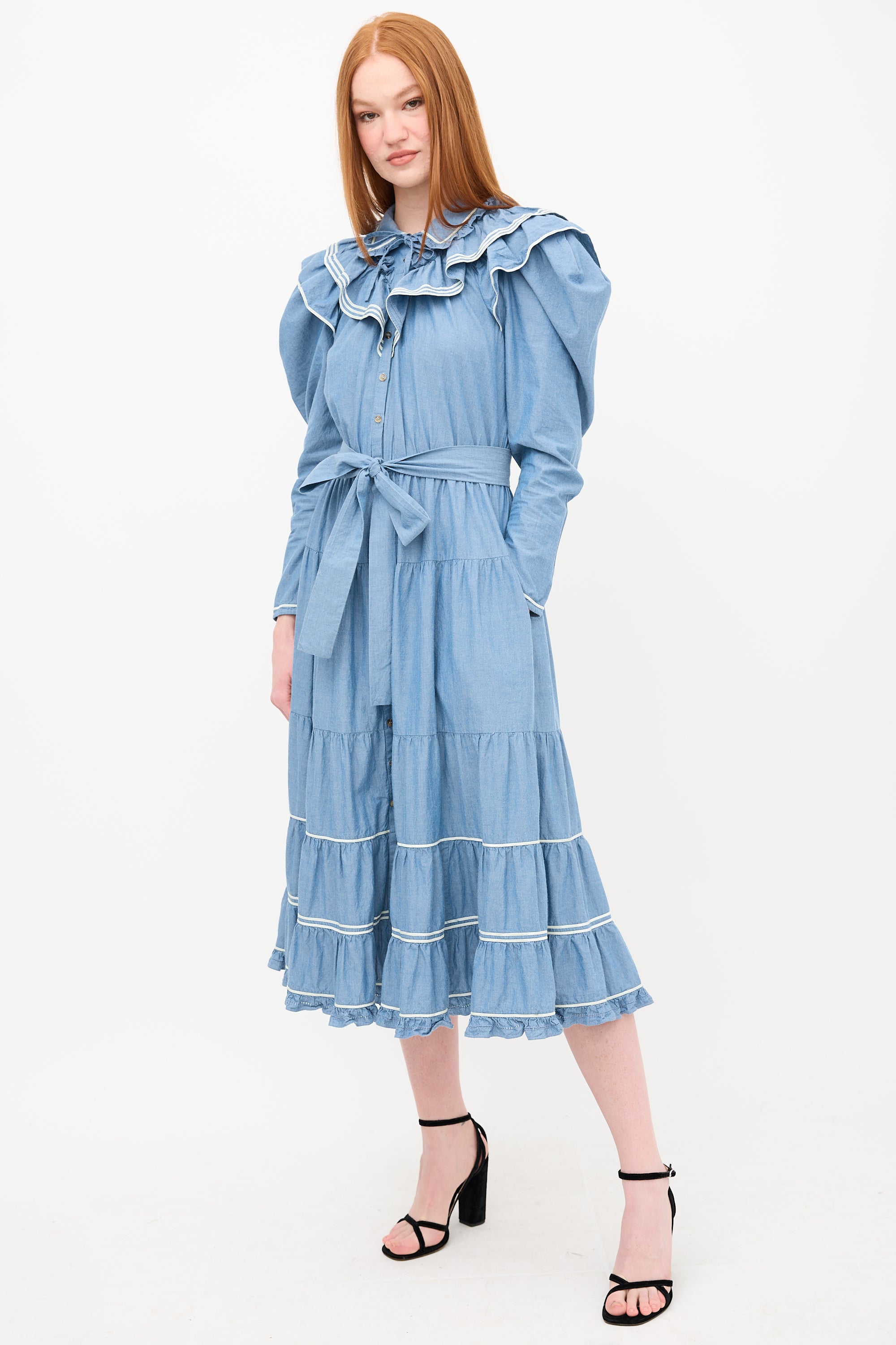 Ulla Johnson Chambray Bunny Ruffle Dress