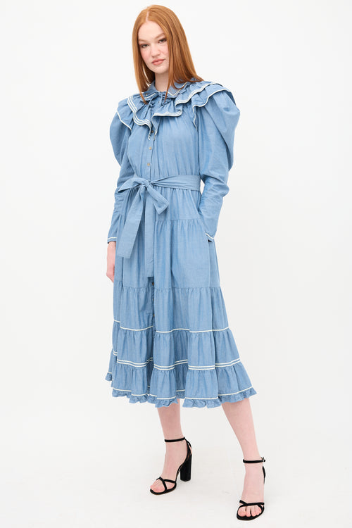 Ulla Johnson Chambray Bunny Ruffle Dress