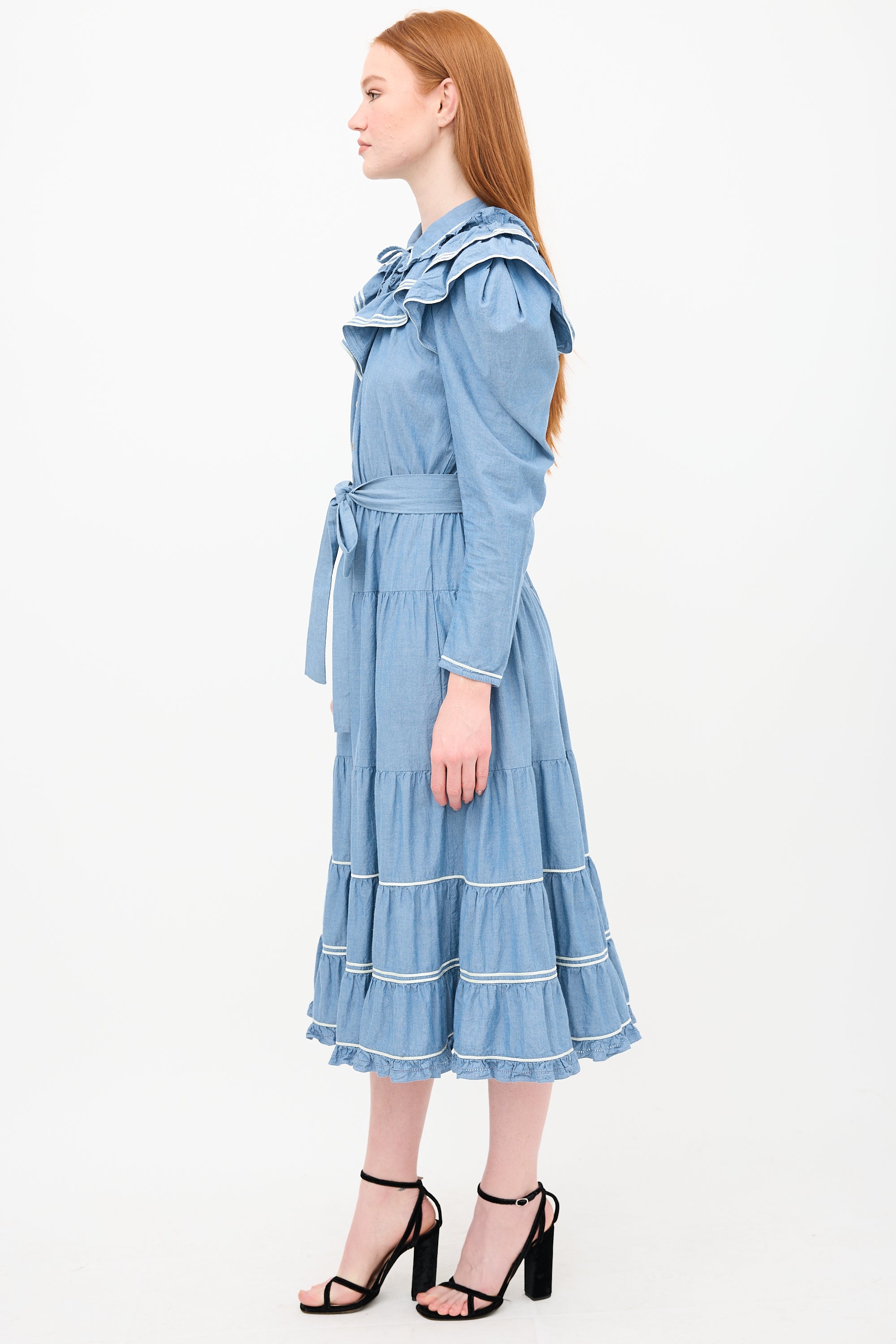 Ulla Johnson Chambray Bunny Ruffle Dress
