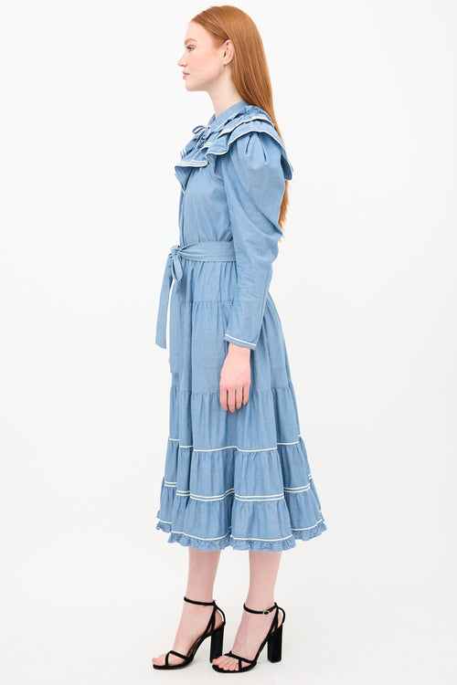 Ulla Johnson Chambray Bunny Ruffle Dress