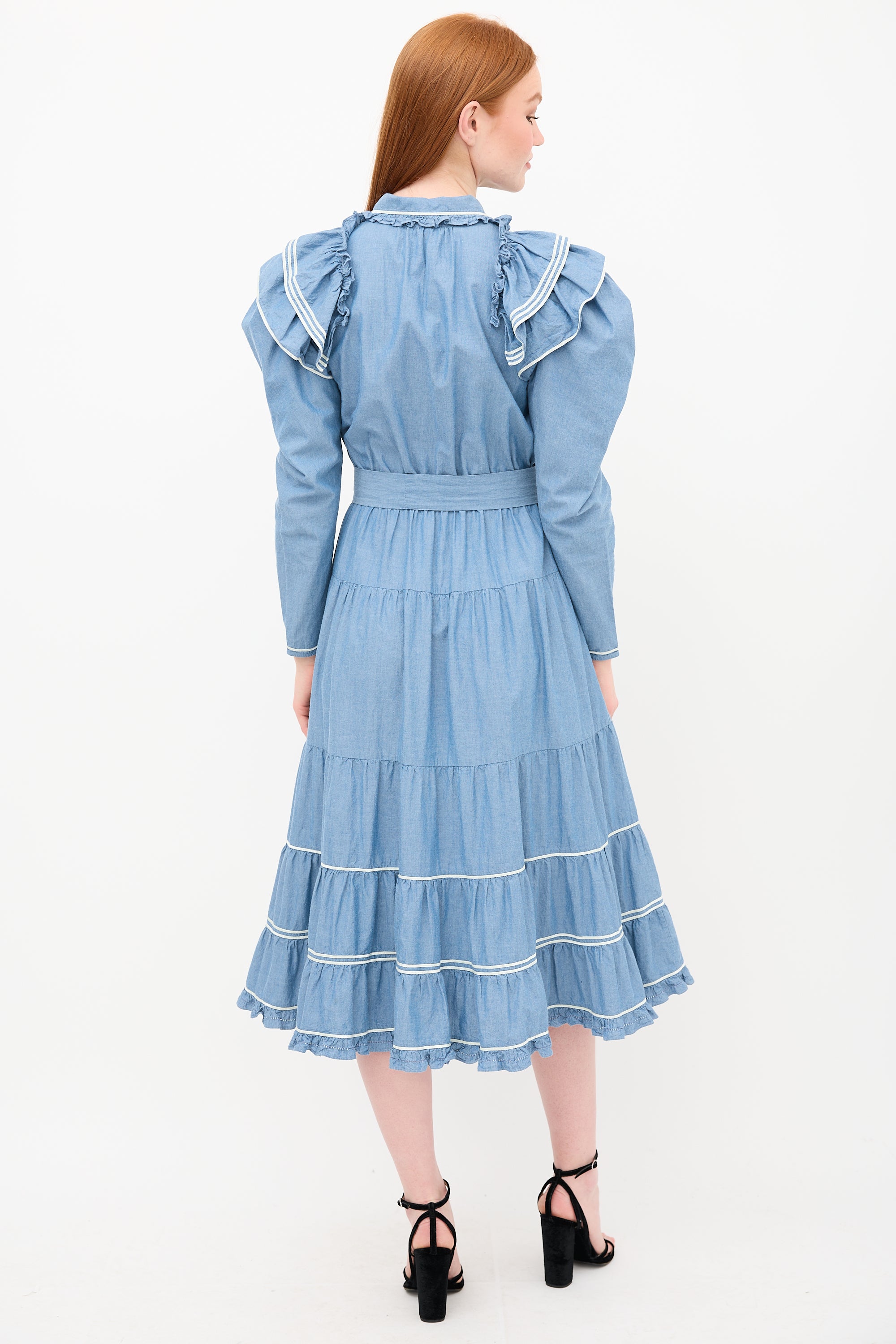 Ulla Johnson Chambray Bunny Ruffle Dress