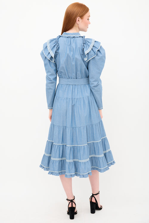 Ulla Johnson Chambray Bunny Ruffle Dress