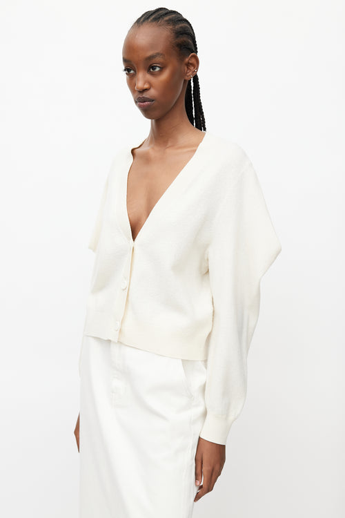 Ulla Johnson Cream Folded Wool Knit Cardigan