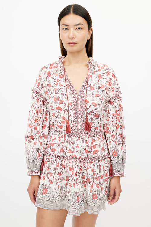 Ulla Johnson Cream & Multicolour Floral Tiered Dress