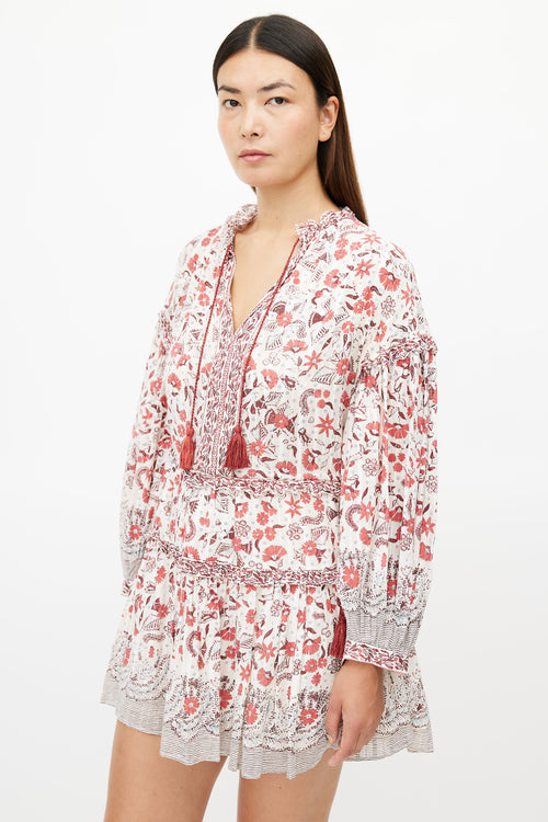 Ulla Johnson Cream & Multicolour Floral Tiered Dress