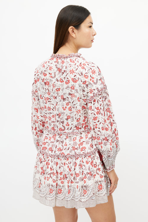Ulla Johnson Cream & Multicolour Floral Tiered Dress