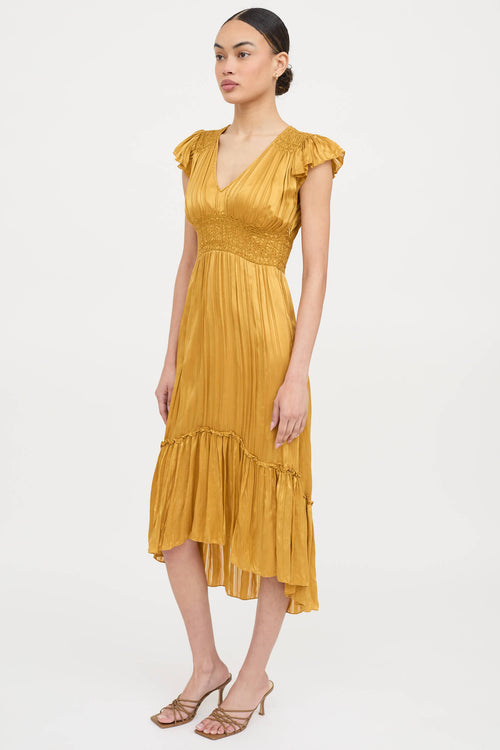 Ulla Johnson Pleated V-Neck Dress