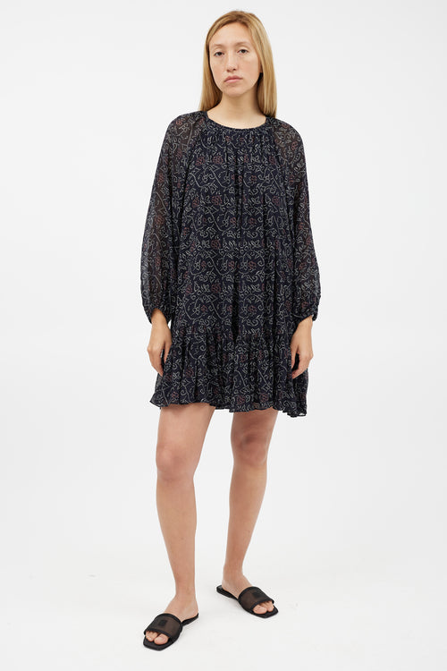 Ulla Johnson Navy & Multicolour Silk Floral Dress