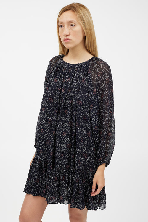 Ulla Johnson Navy & Multicolour Silk Floral Dress