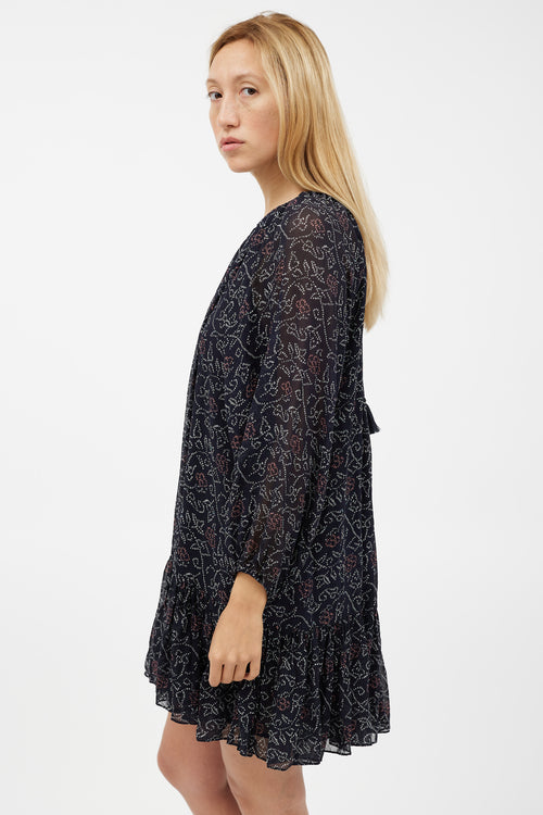 Ulla Johnson Navy & Multicolour Silk Floral Dress