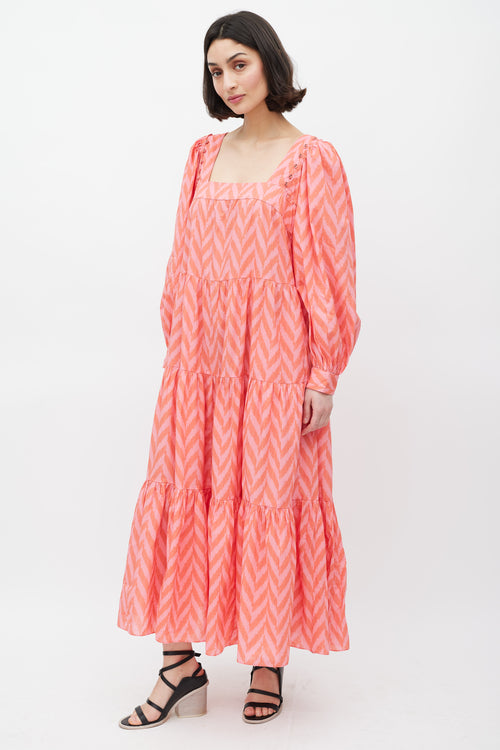Ulla Johnson Pink & Red Chevron Two Way Dress