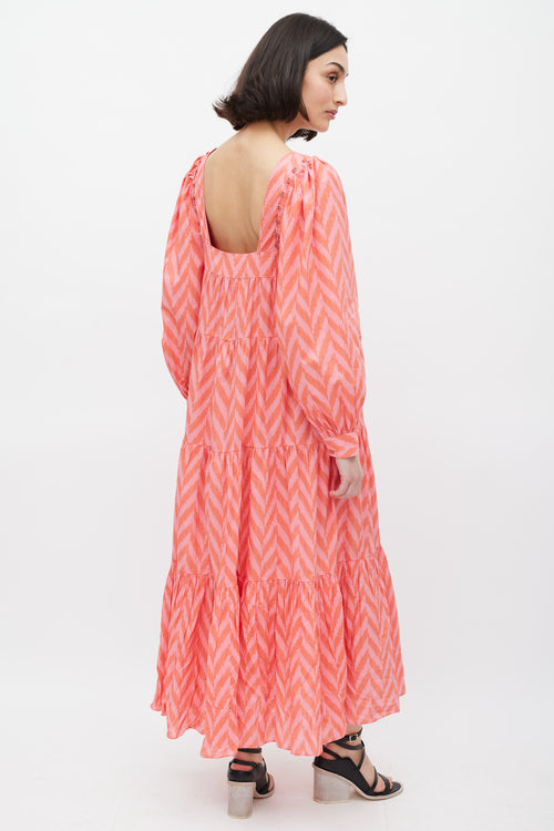 Ulla Johnson Pink & Red Chevron Two Way Dress
