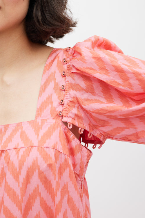 Ulla Johnson Pink & Red Chevron Two Way Dress