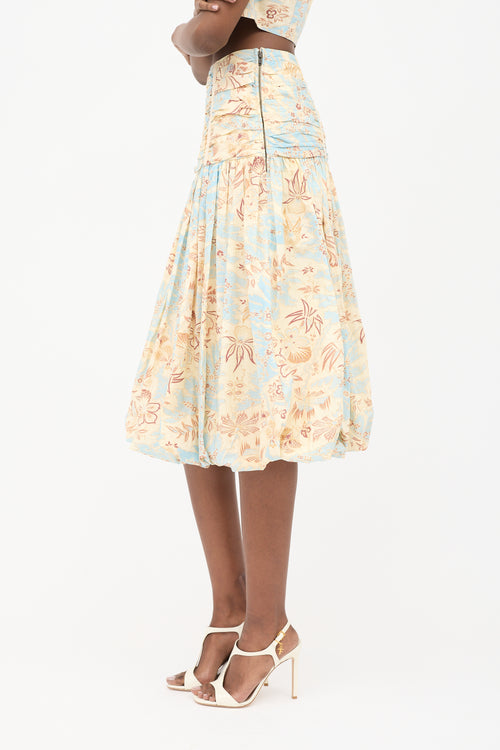 Ulla Johnson Printed Roselani Ruched Skirt