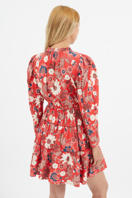 Ulla Johnson Red & Multi Floral Mini Dress
