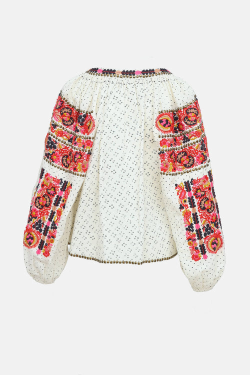 Ulla Johnson Embroidered Long Sleeve Top