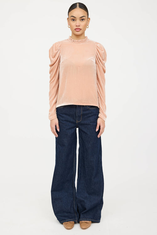 Ulla Johnson Velvet Ruffled Longsleeve Top