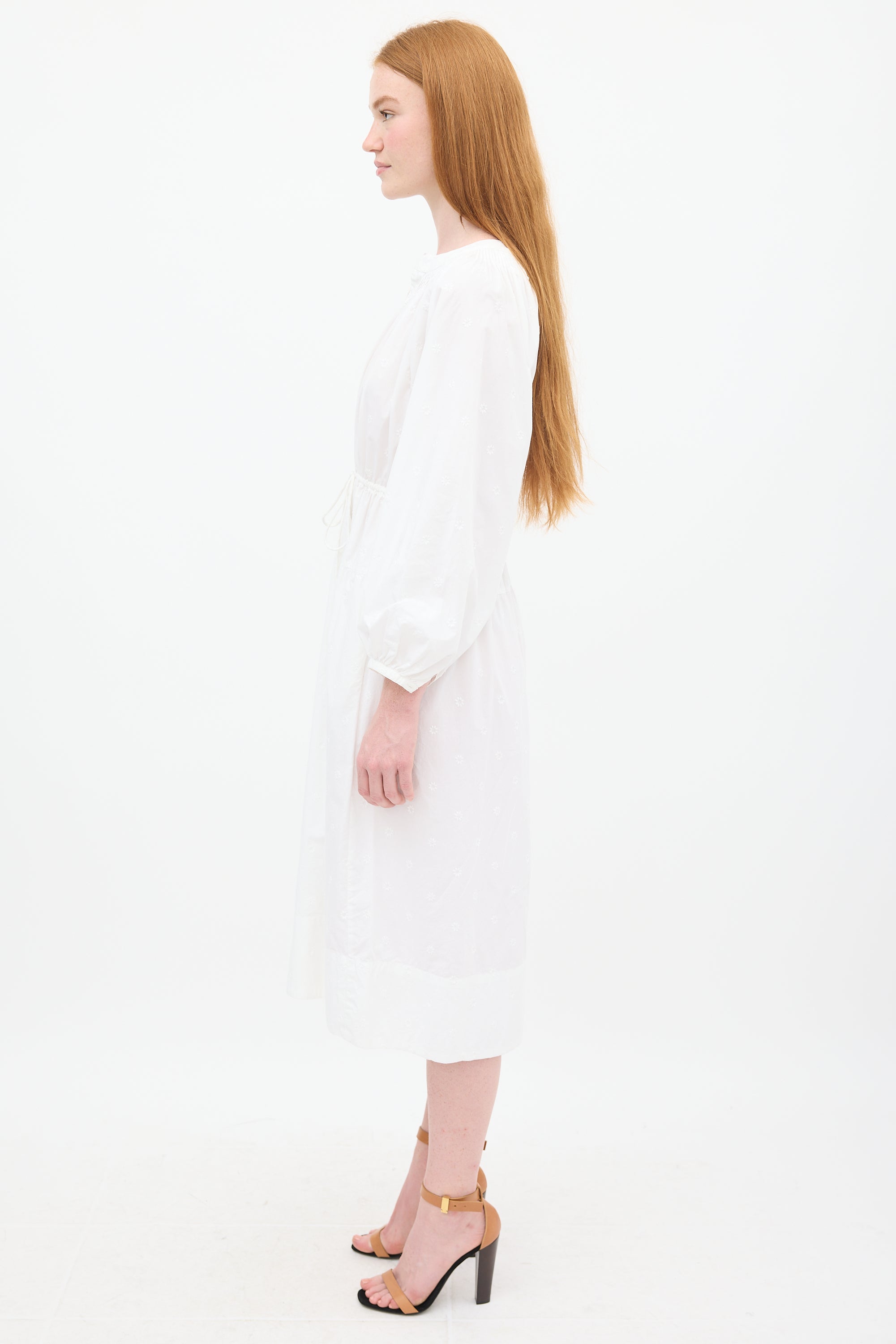 Ulla Johnson White Cotton Floral Embroidered Judithe Dress